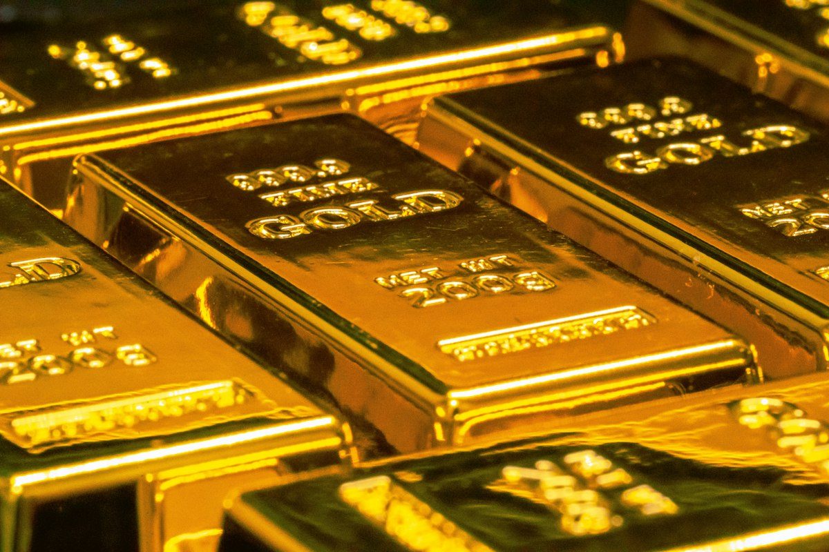 Close-up of 999.9 fine gold bars